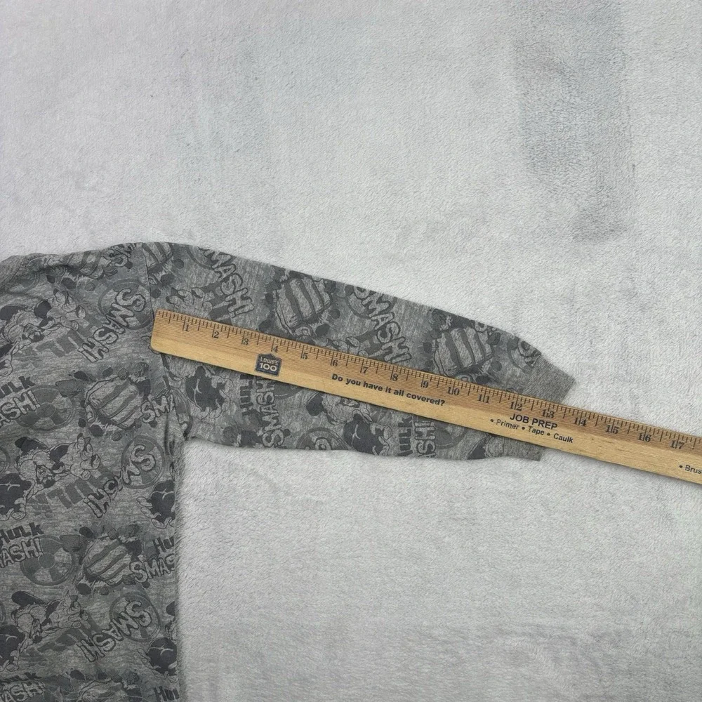 Y2K 2008 Hulk Marvel AOP Grey Long Sleeve Graphic Shirt Boys Size 7